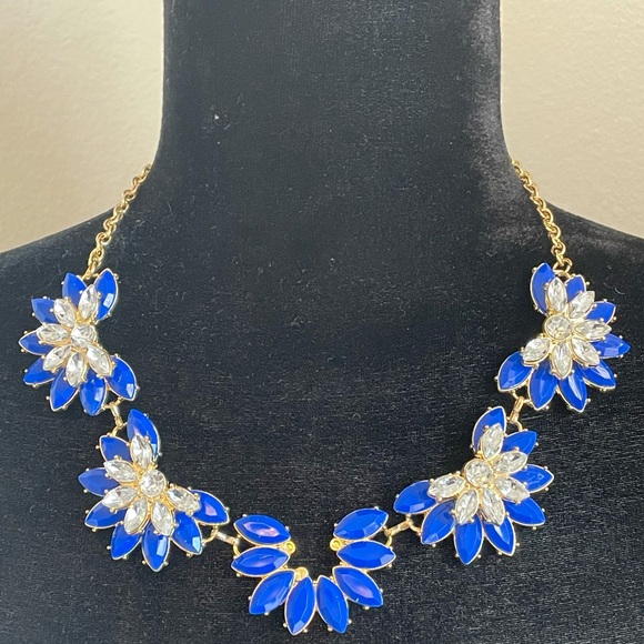 Jewelry - Blue, Gold and Faux Diamond Necklace